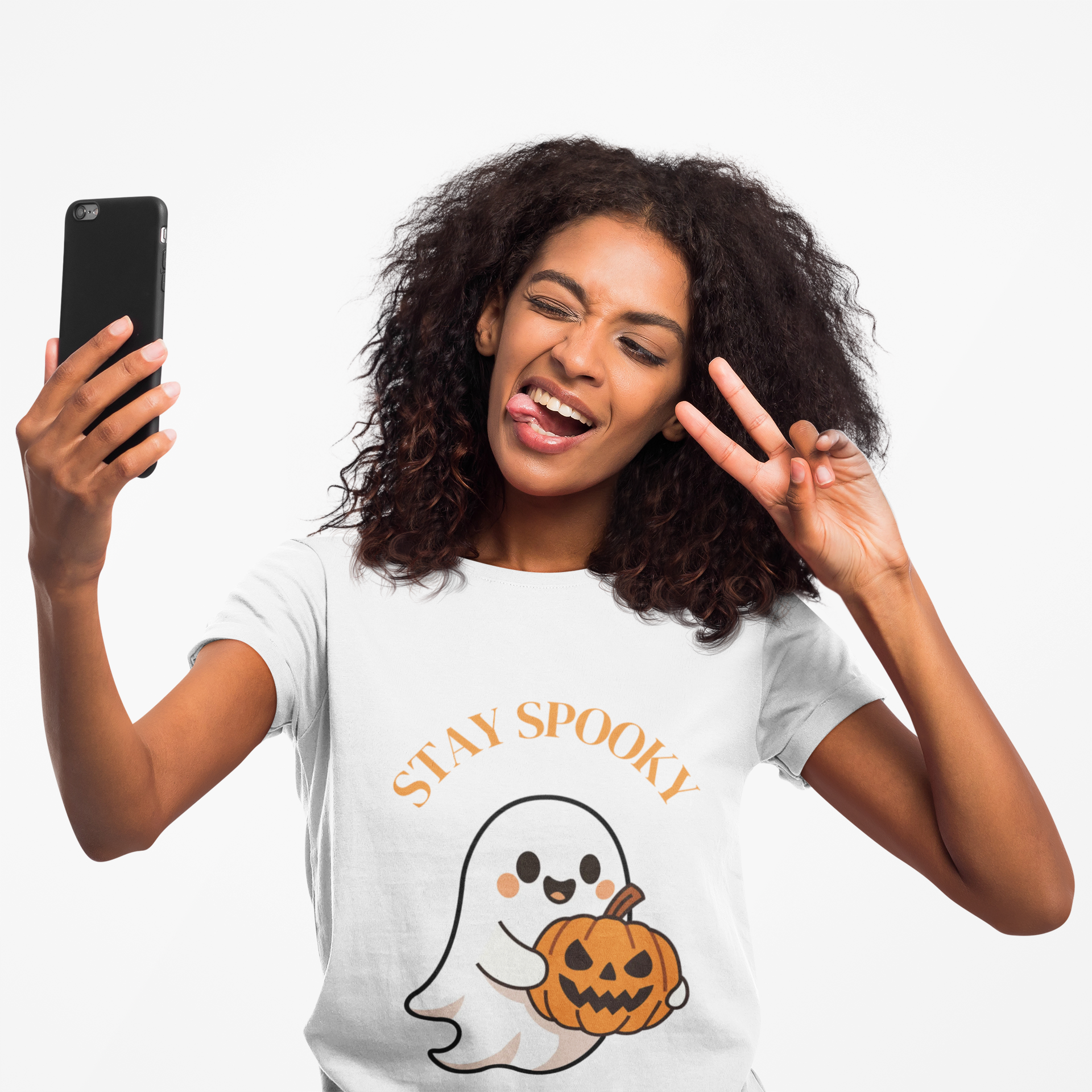 Woman's Stay Spooky Ghost Tee, Halloween T-Shirt, Cute Ghost Apparel