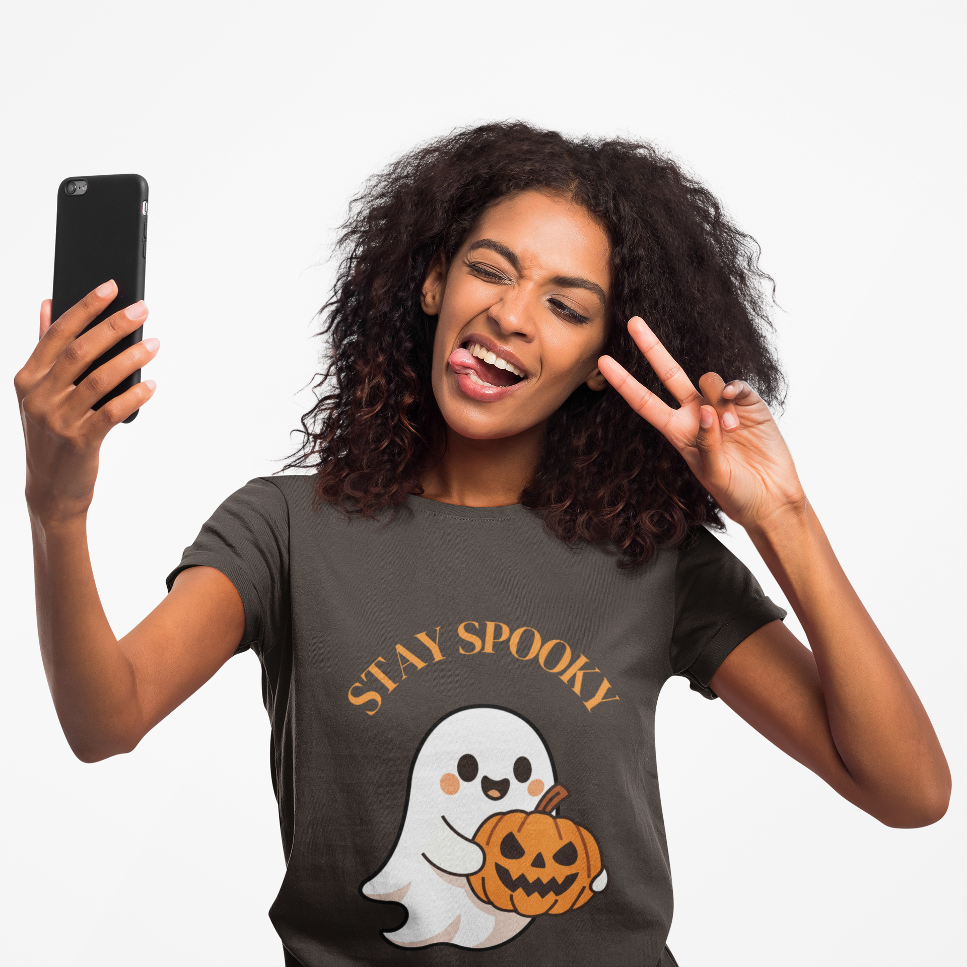 Woman's Stay Spooky Ghost Tee, Halloween T-Shirt, Cute Ghost Apparel