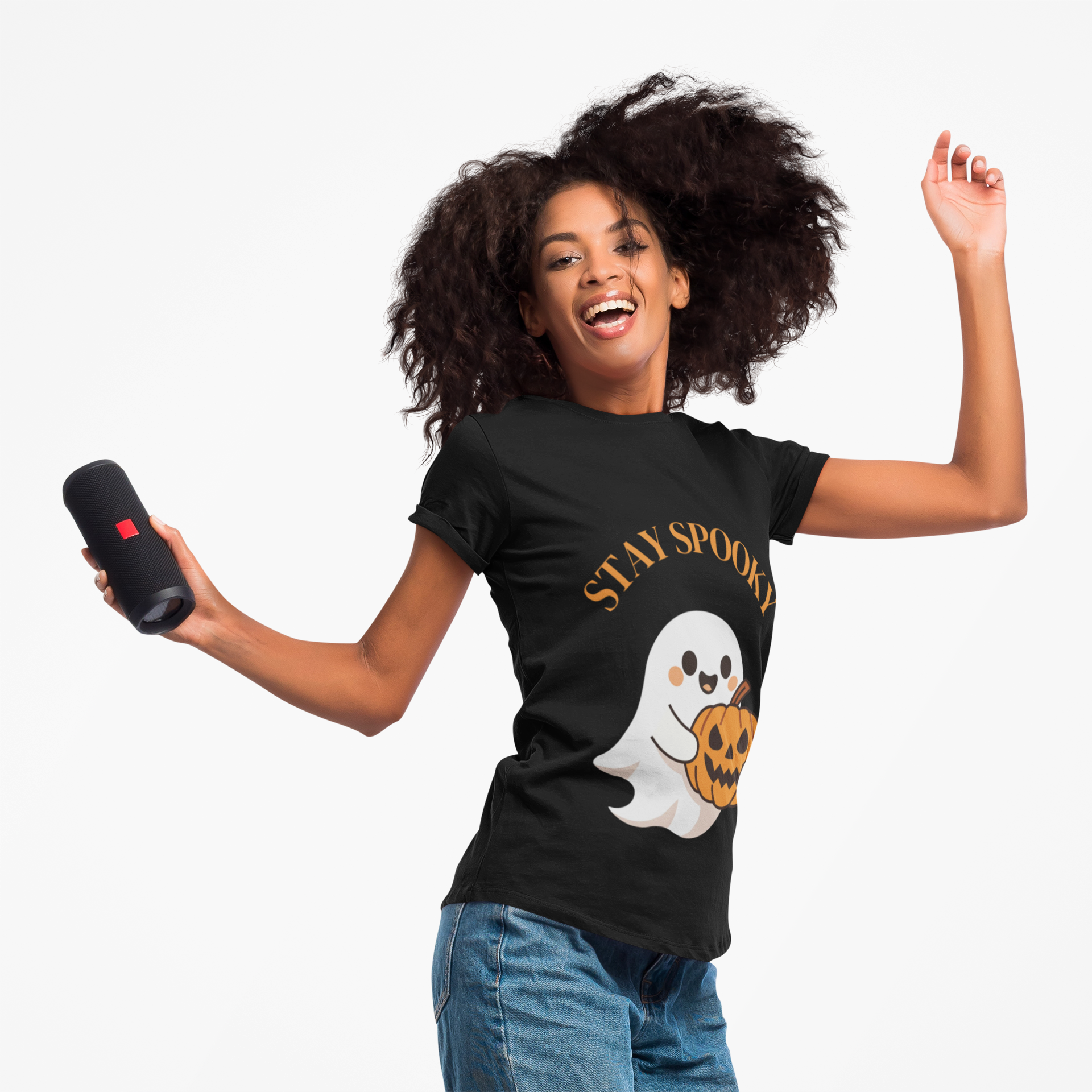 Woman's Stay Spooky Ghost Tee, Halloween T-Shirt, Cute Ghost Apparel