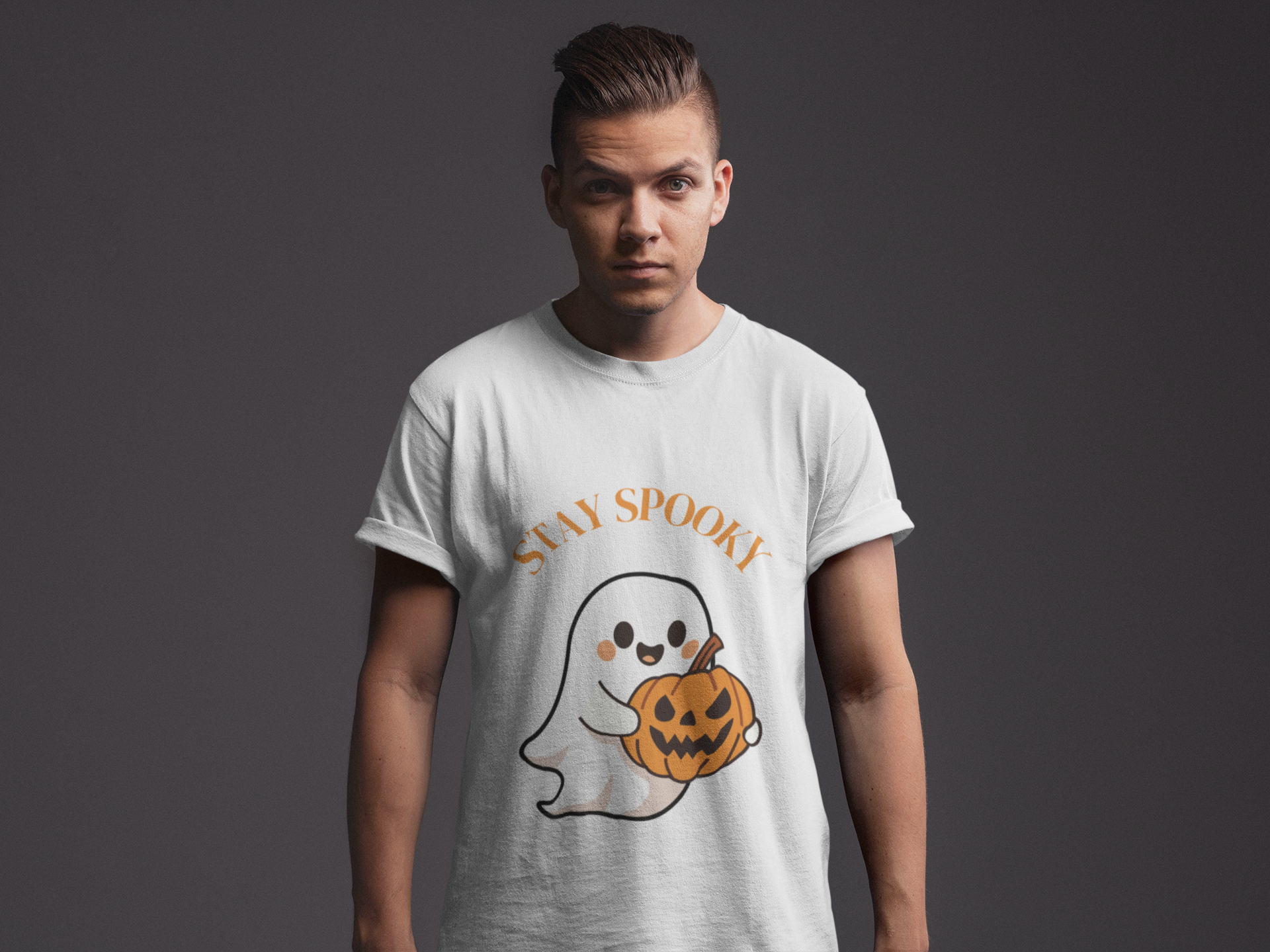 Men's Stay Spooky Ghost Tee, Halloween T-Shirt, Cute Ghost Apparel